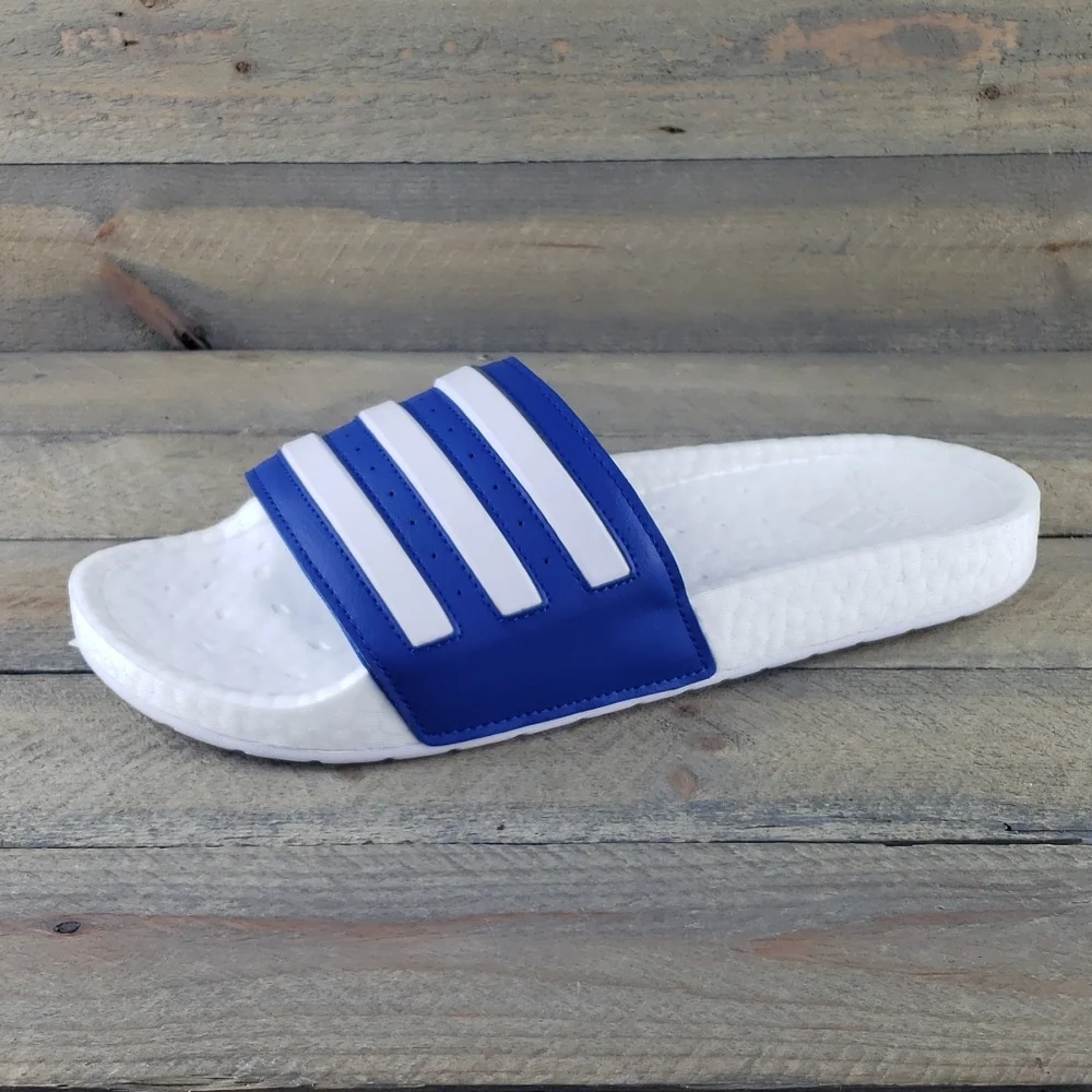 adidas Adilette Boost Men's Slides Sandals Royal Blue, White Supreme Cushioning - Picture 4 of 9